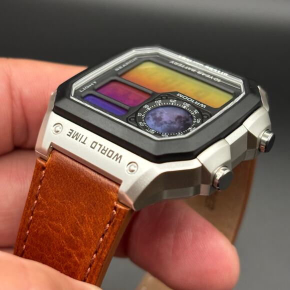 Custom Casio AE1200 Moon Eclipse Edition World Time 100m Leather Strap - Picture 8 of 17